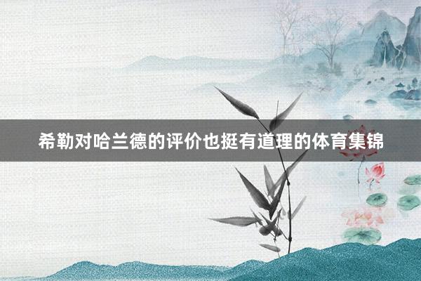 希勒对哈兰德的评价也挺有道理的体育集锦