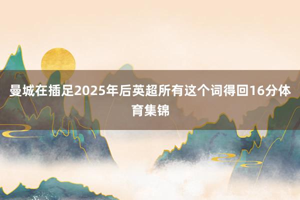 曼城在插足2025年后英超所有这个词得回16分体育集锦