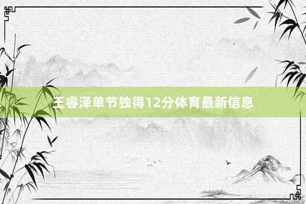 王睿泽单节独得12分体育最新信息