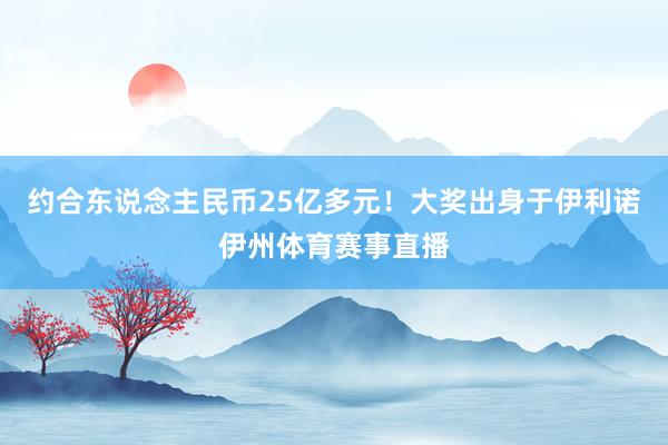 约合东说念主民币25亿多元!大奖出身于伊利诺伊州体育赛事直播