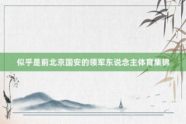 似乎是前北京国安的领军东说念主体育集锦