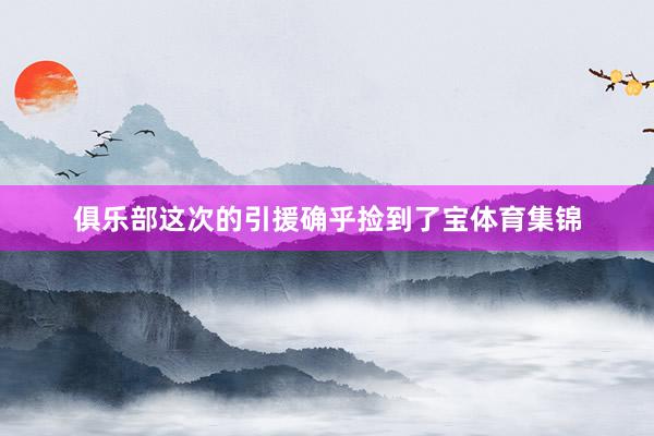俱乐部这次的引援确乎捡到了宝体育集锦
