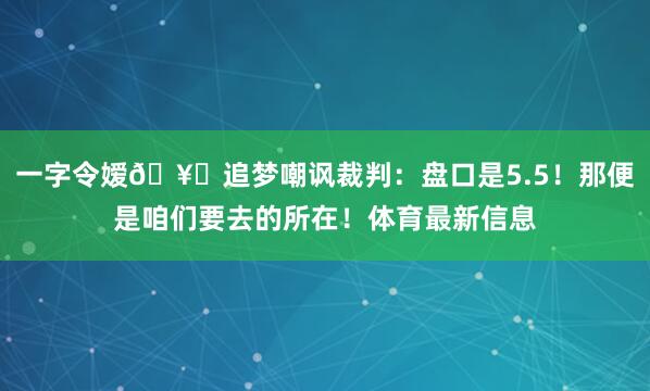 一字令嫒🥊追梦嘲讽裁判：盘口是5.5！那便是咱们要去的所在！体育最新信息