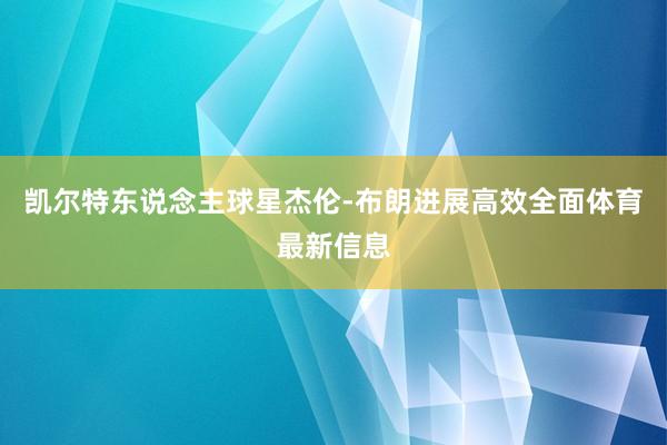 凯尔特东说念主球星杰伦-布朗进展高效全面体育最新信息