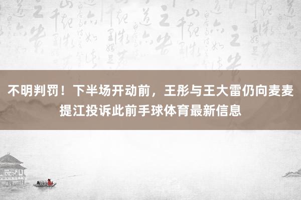 不明判罚！下半场开动前，王彤与王大雷仍向麦麦提江投诉此前手球体育最新信息