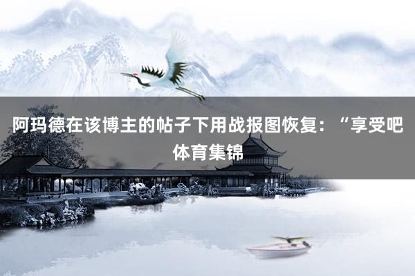 阿玛德在该博主的帖子下用战报图恢复：“享受吧体育集锦
